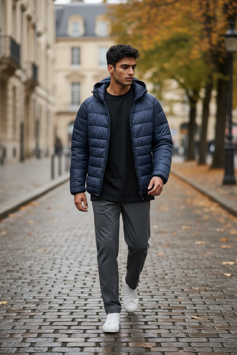 Roosters Parker Packable Puffer Coat - Navy