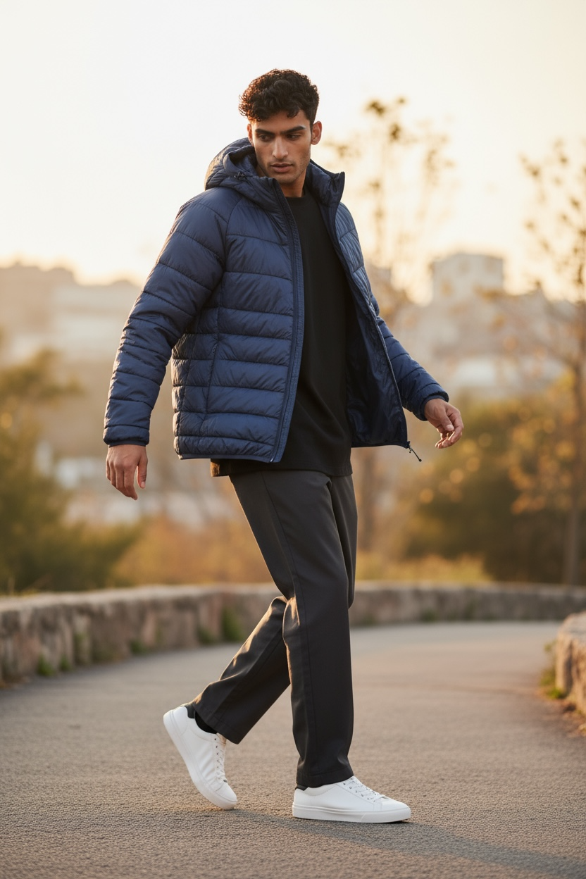 Roosters Parker Packable Puffer Coat - Navy