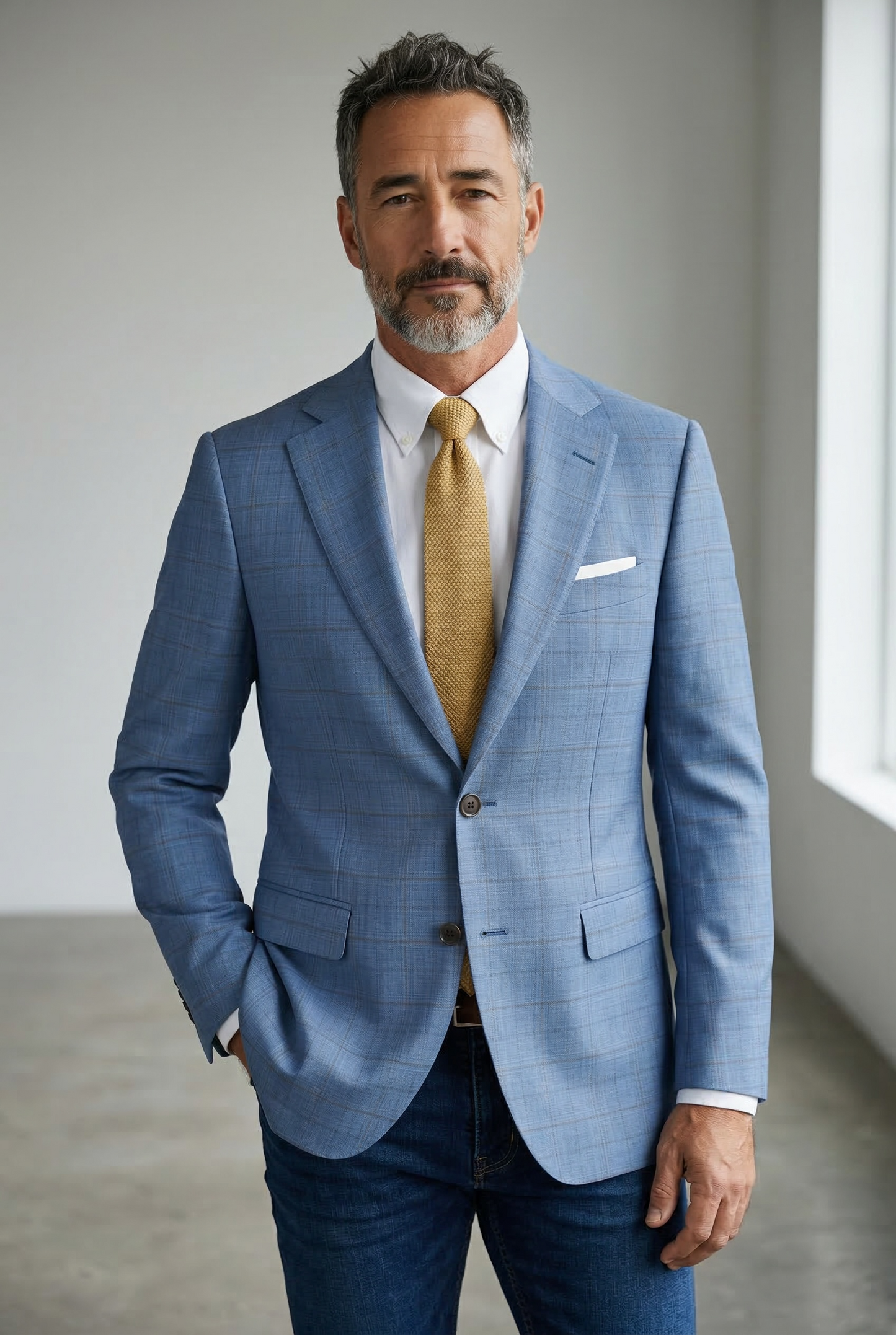 Sport Coat | Windowpane Check | Sky Blue | Giles & Jasper Collection
