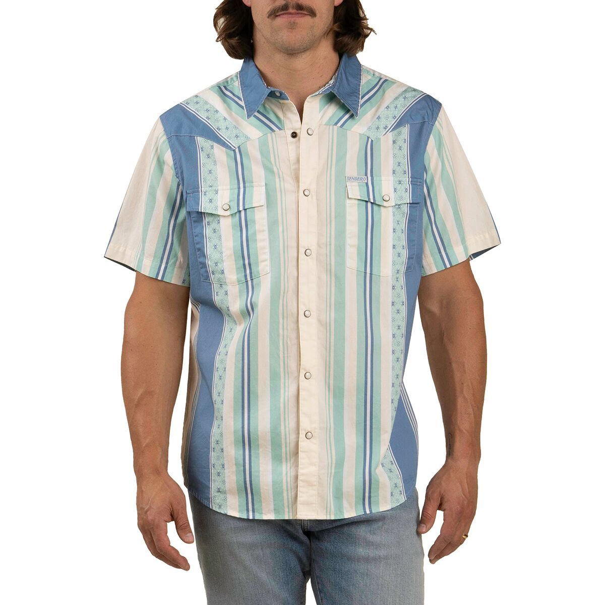 Sendero Serape Pearl Snap Shirt - Teal