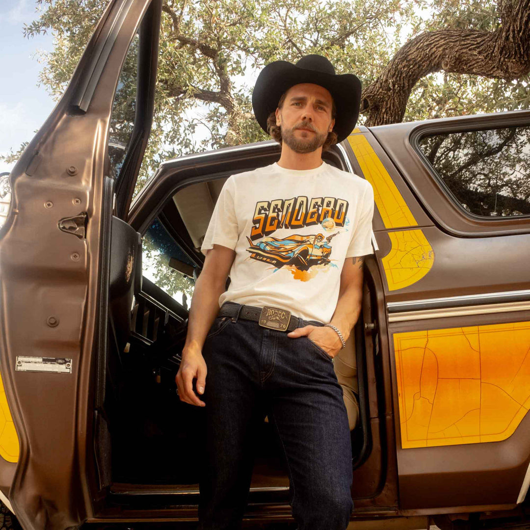 Sendero | Cosmic Cadillac T-Shirt | Vintage White