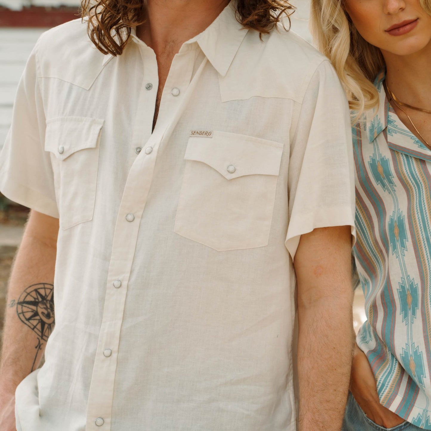 Sendero | Wyatt Pearl Snap Shirt | Antique White
