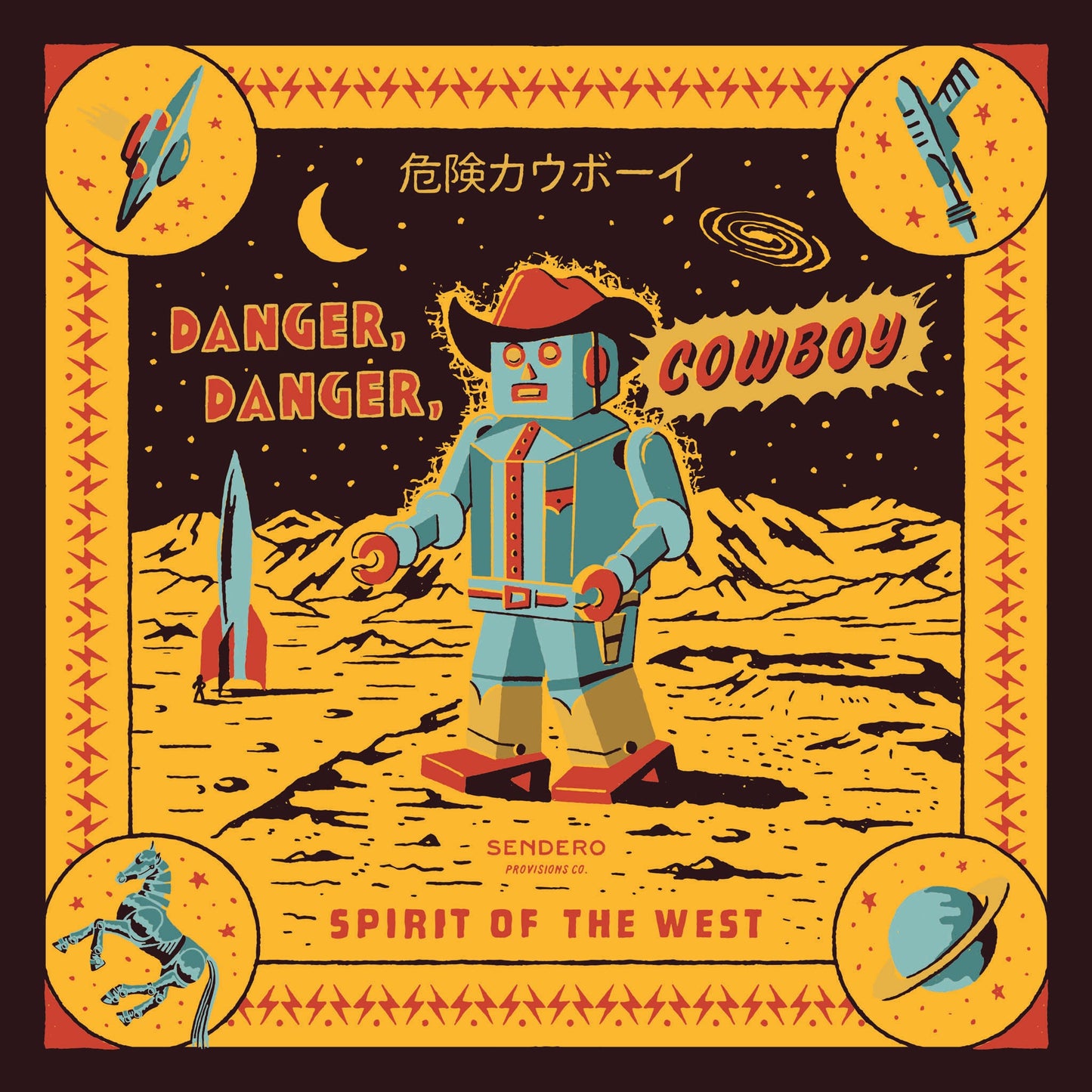 Sendero Danger Cowboy Bandana - Gold
