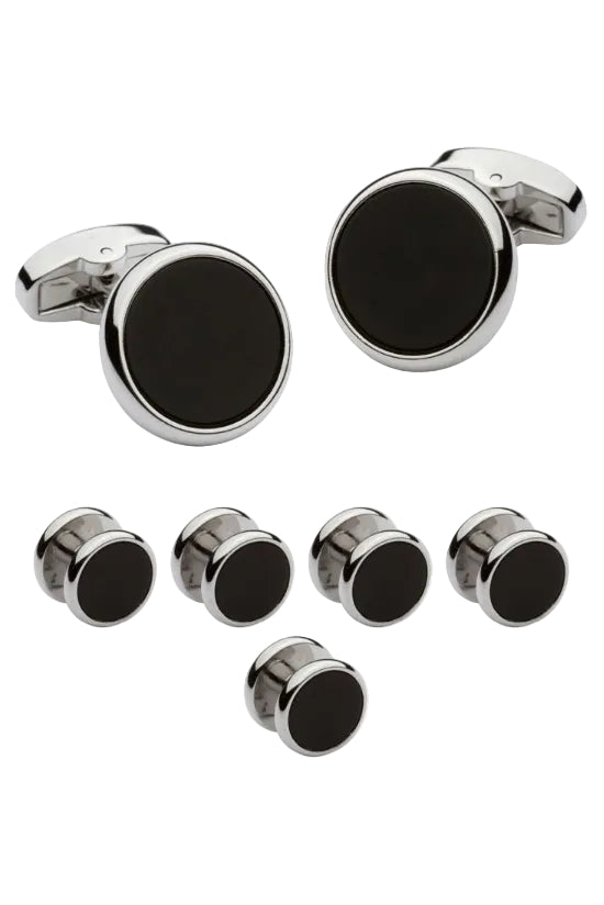 Studs & Cuff Links - Silver & Black