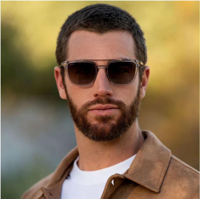 WMP Conner Sunglasses - Crystal Ice Grey Frame/Brown Gradient Lens