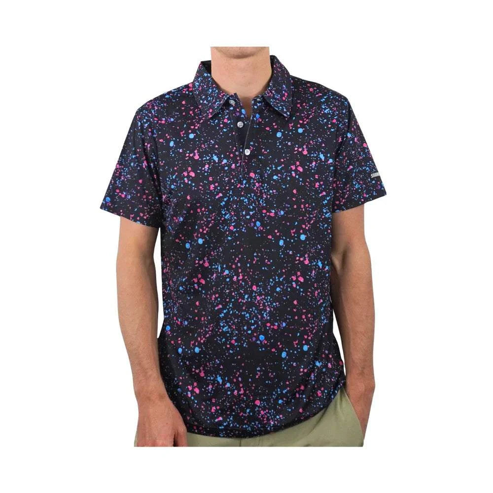 Paint Splatter Black Polo with Athletic Fit