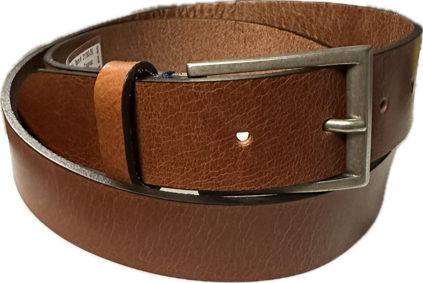 Italian Made Leather Belt - Cognac with Blue Stitch