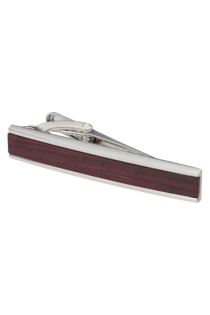 Tie Clip | Rosewood Bar | Silver & Mahogany