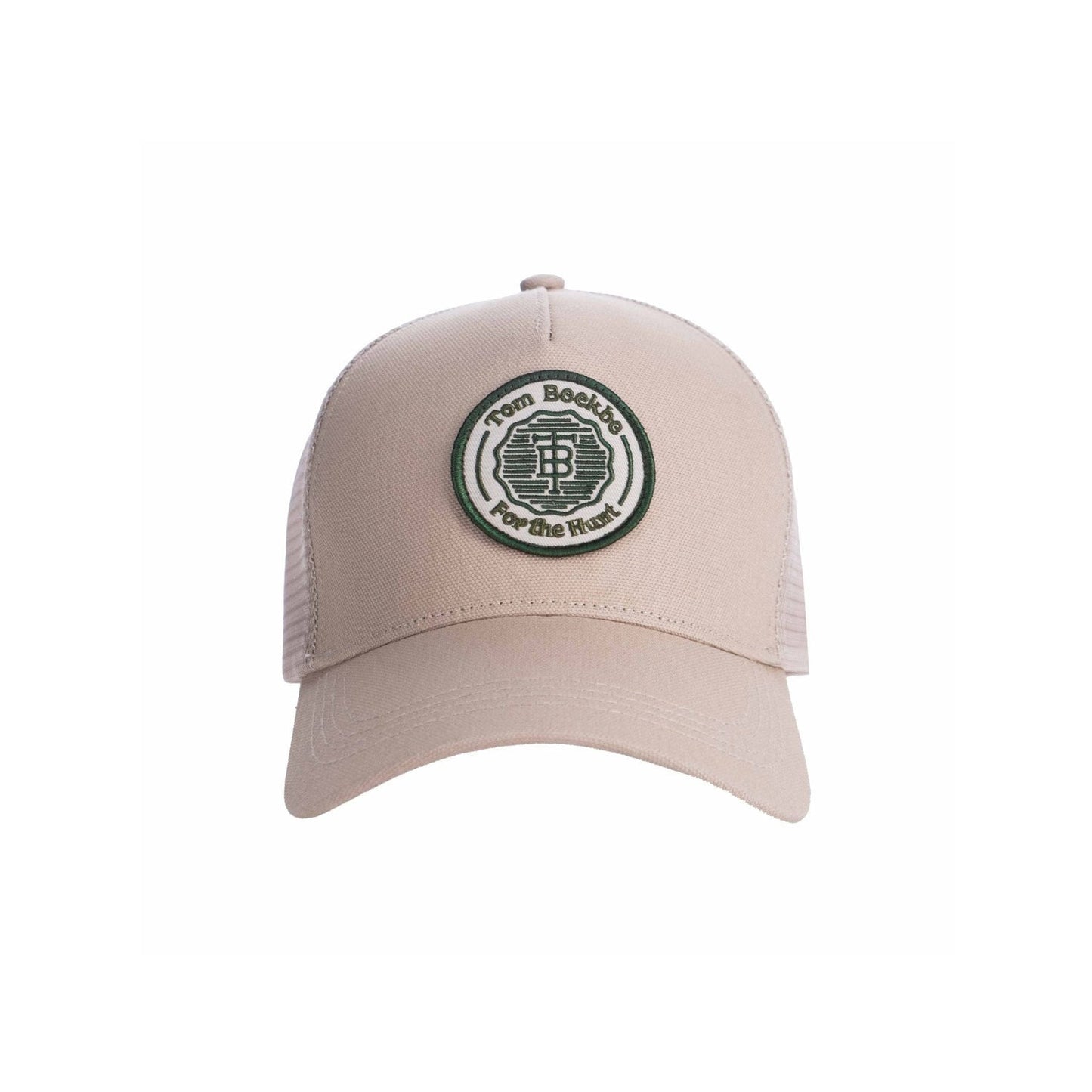 Tom Beckbe 5-Panel Mesh Hat in Wheat with cotton canvas and leather strap.