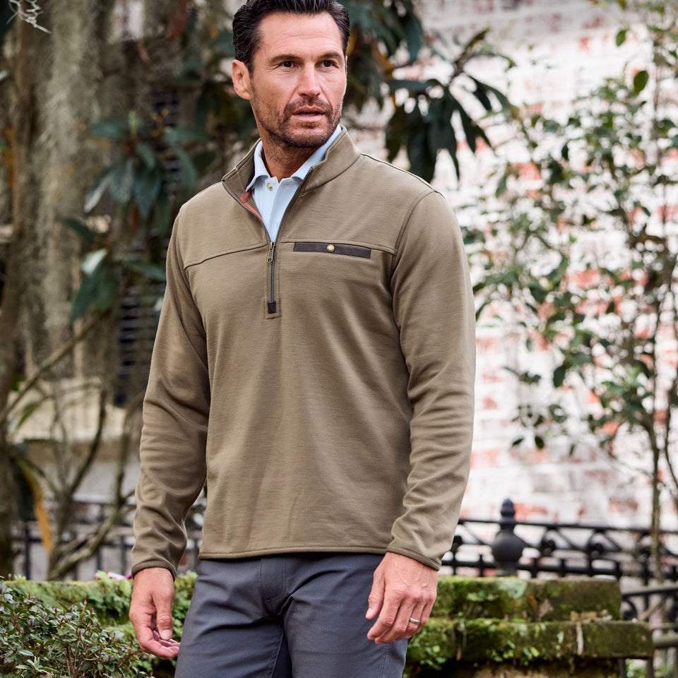 Tom Beckbe Tucker Fleece Quarter Zip - Bronze Green
