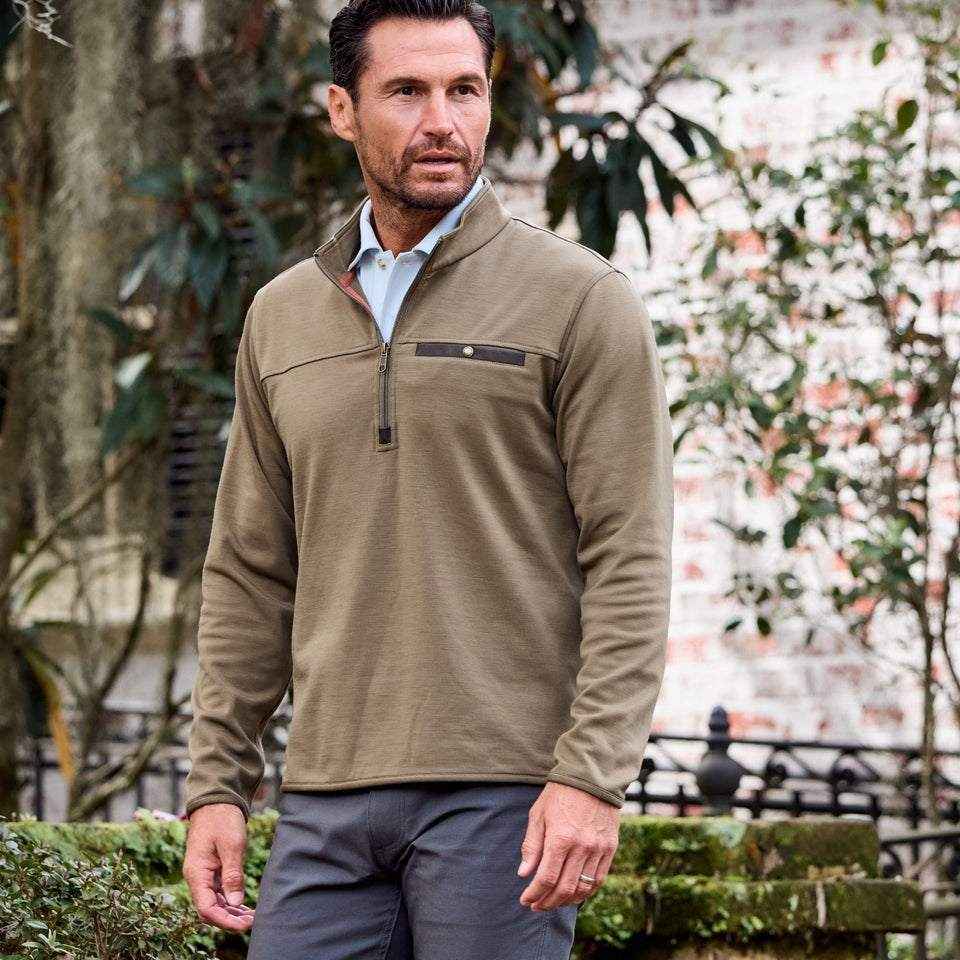 Tom Beckbe Tucker Fleece Quarter Zip - Bronze Green