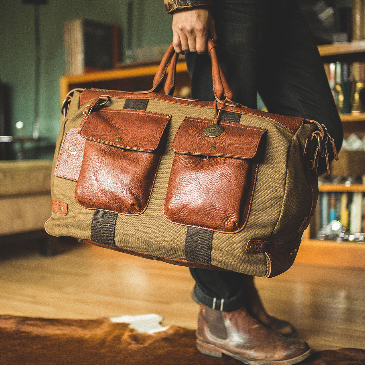 Canvas & Leather Travel Duffle - Tobacco/Cognac