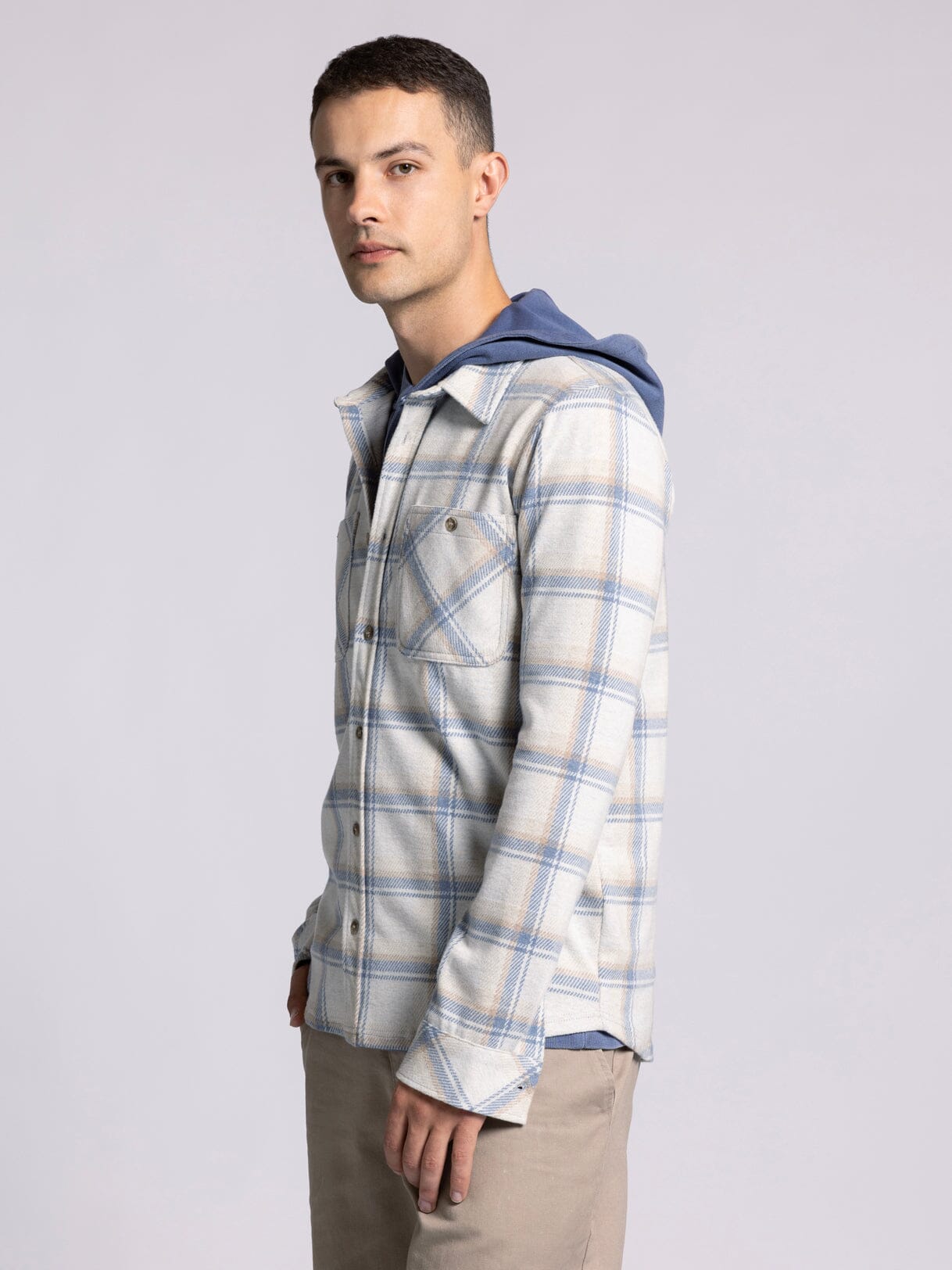 Thread & Supply Clark Shirt - Cream Blue Plaid