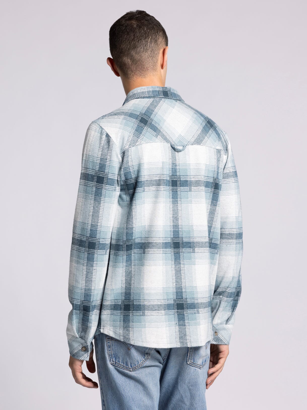 Thread & Supply Clark Shirt - Cream Teal Plaid