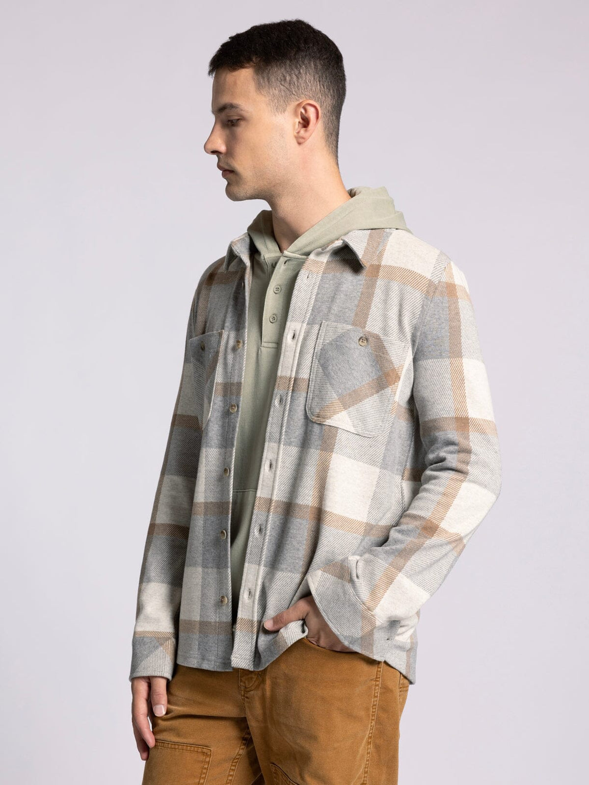 Thread & Supply Clark Shirt - Grey Brown Plaid