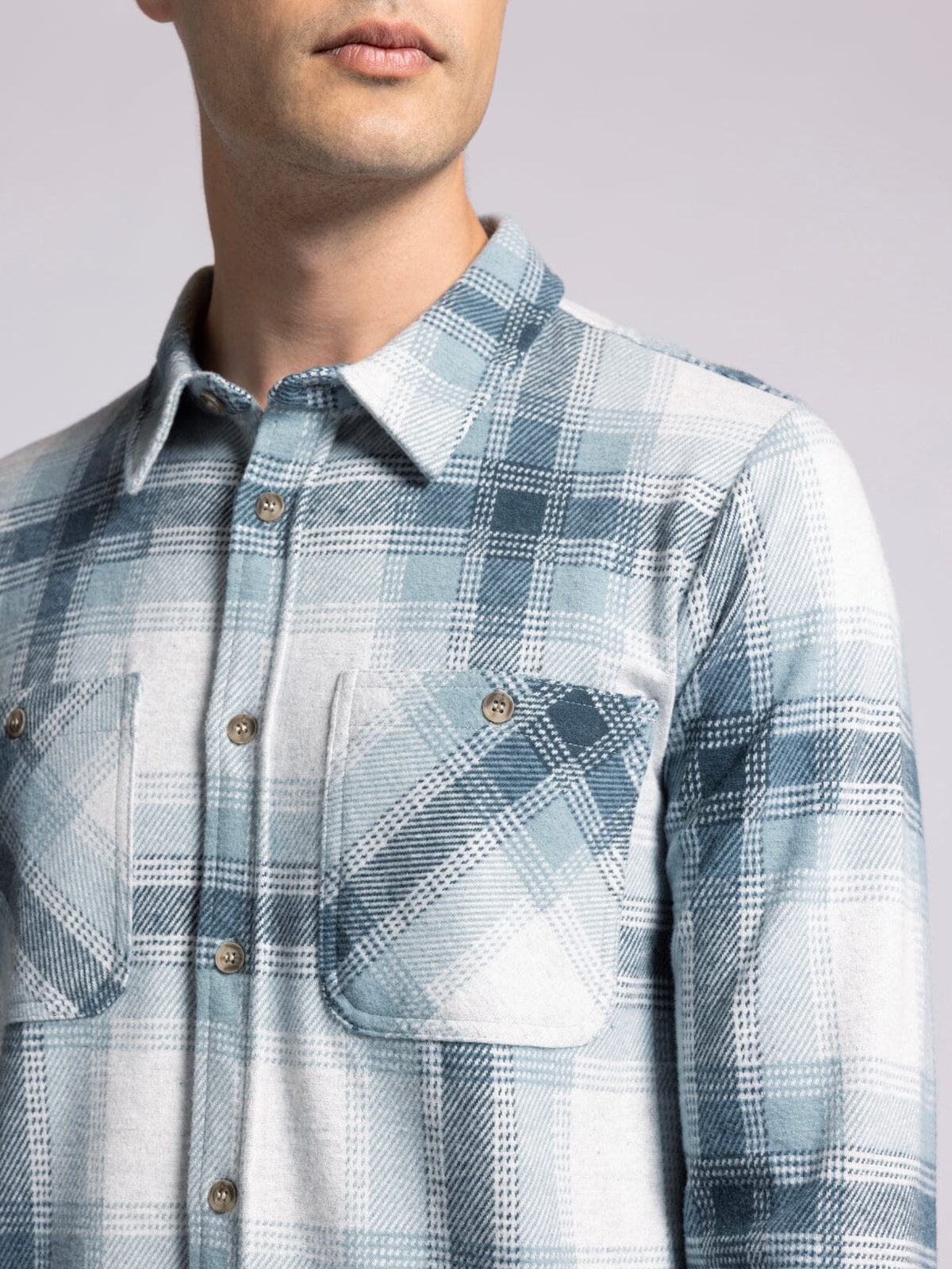 Thread & Supply Clark Shirt - Cream Teal Plaid