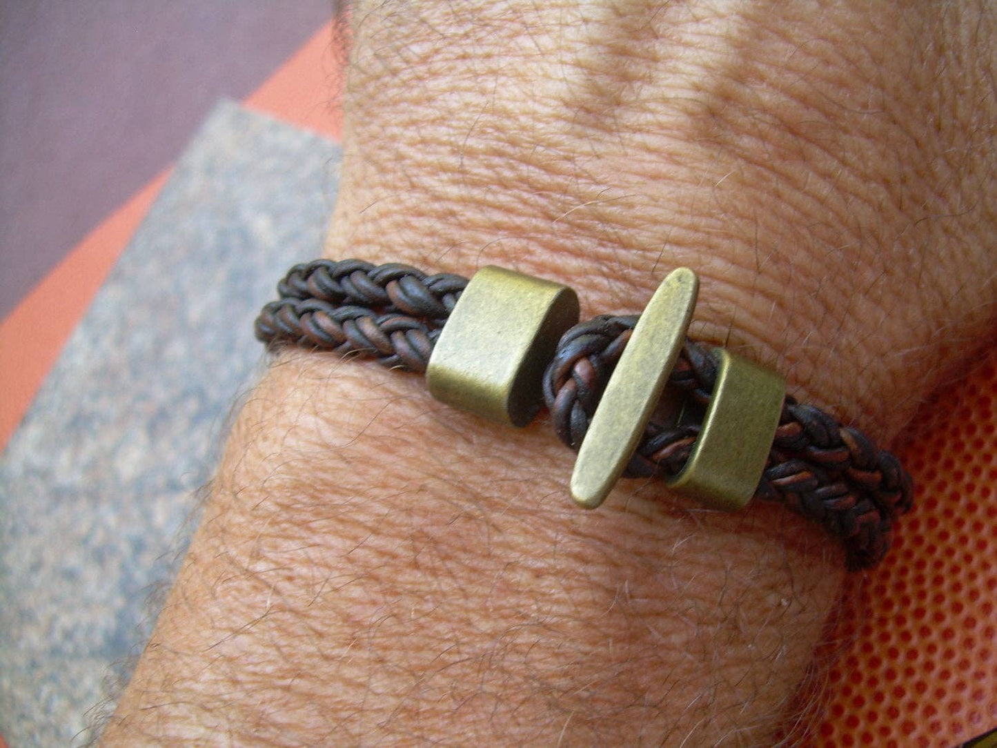 Braided Leather Cuff Bracelet - Dark Brown | Fits a wrist of 8
