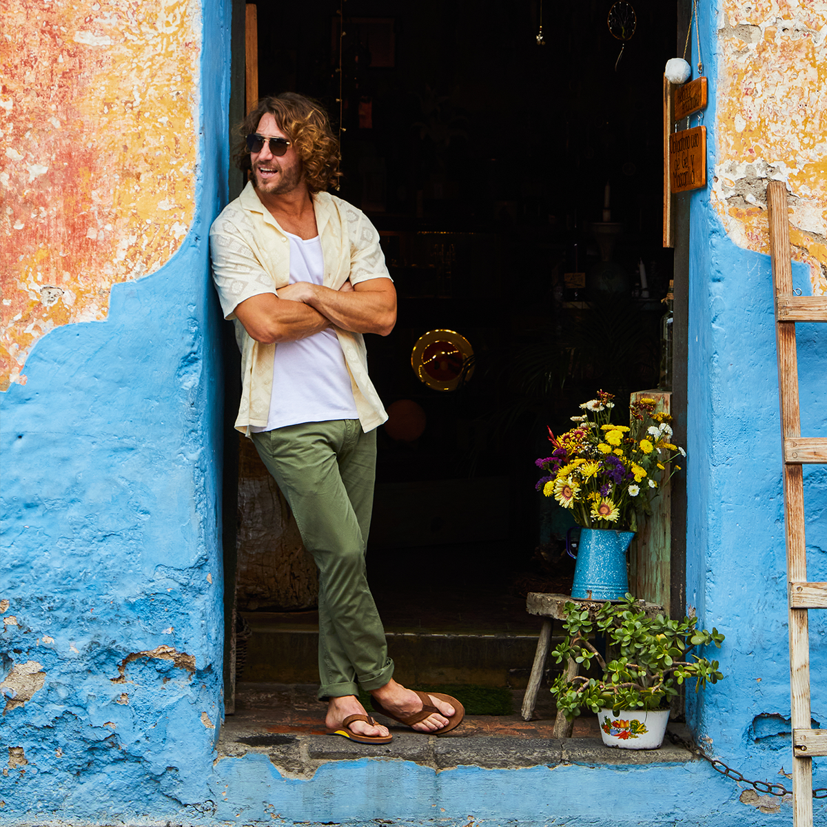 Hari Mari Fields Flip Flops - Tan/Olive