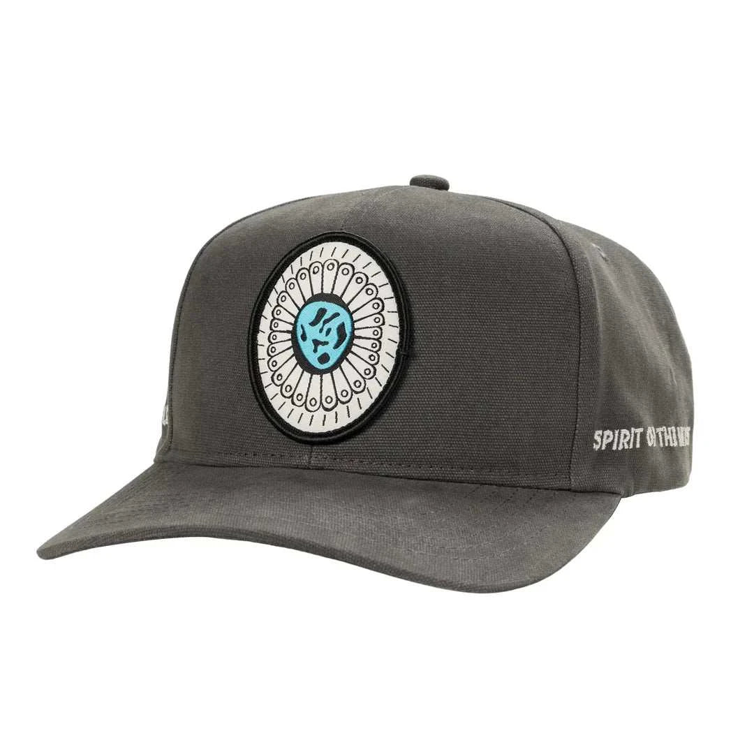 Sendero Turquoise Hat Black with woven label patch and meshback design.