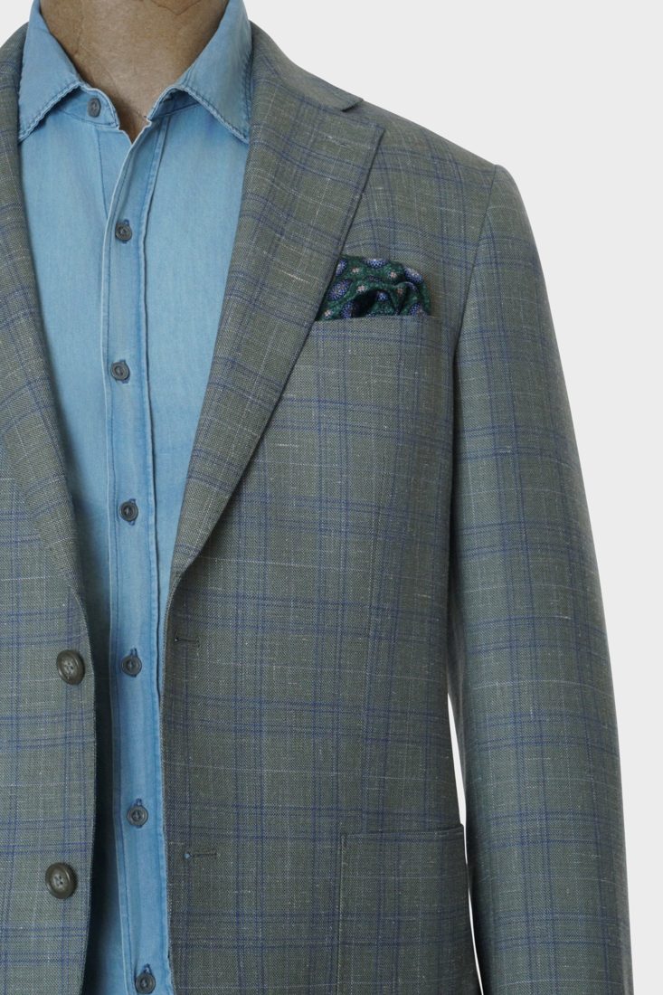 Sport Coat | Windowpane Check | Olive / Blue | Giles & Jasper Collection