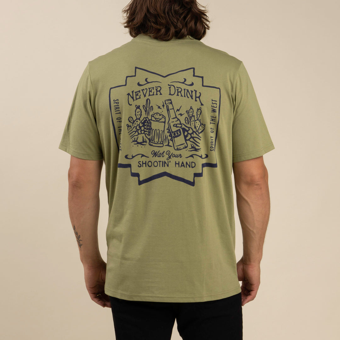 Sendero Shootin Hand T-Shirt Salud! - Sage