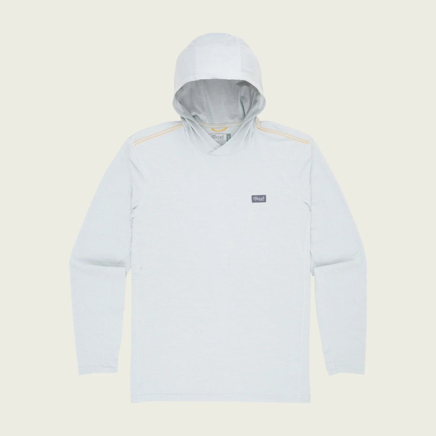 Marsh Wear High Noon Smoke Tech Hoodie with Seawool fabric, UPF 40, moisture wicking, quick-dry, and thumb holes.