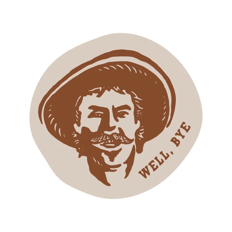 Sendero Well Bye Sticker, 3.12" x 3", vinyl die-cut, matte finish.