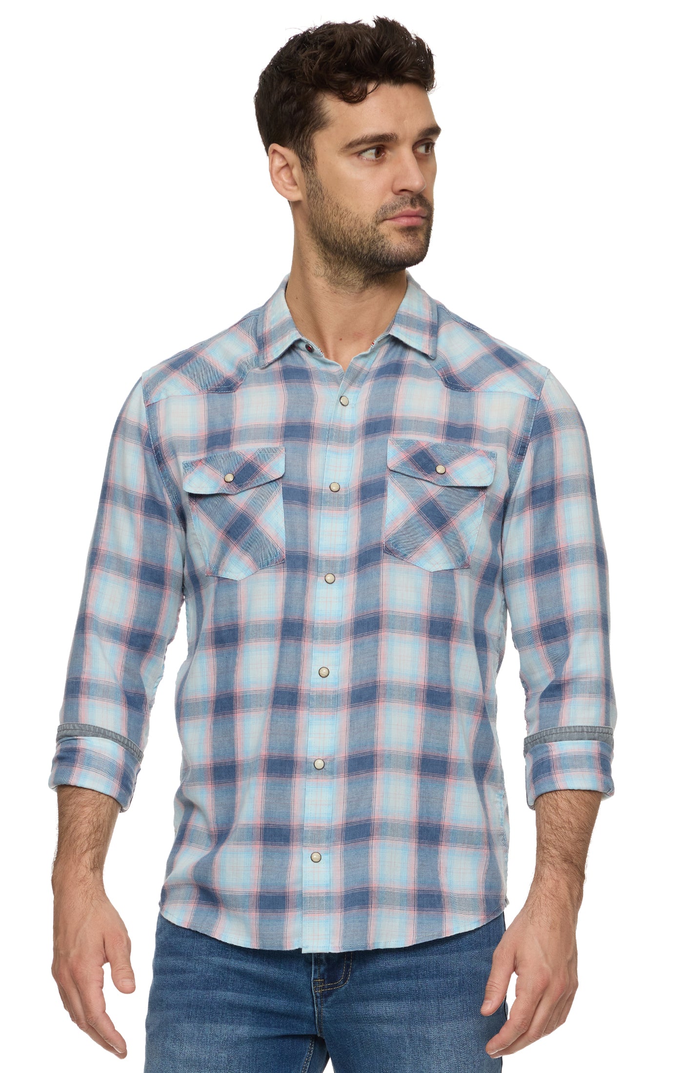 Flag and Anthem Muncie Vintage Washed Shirt - Navy / Mauve