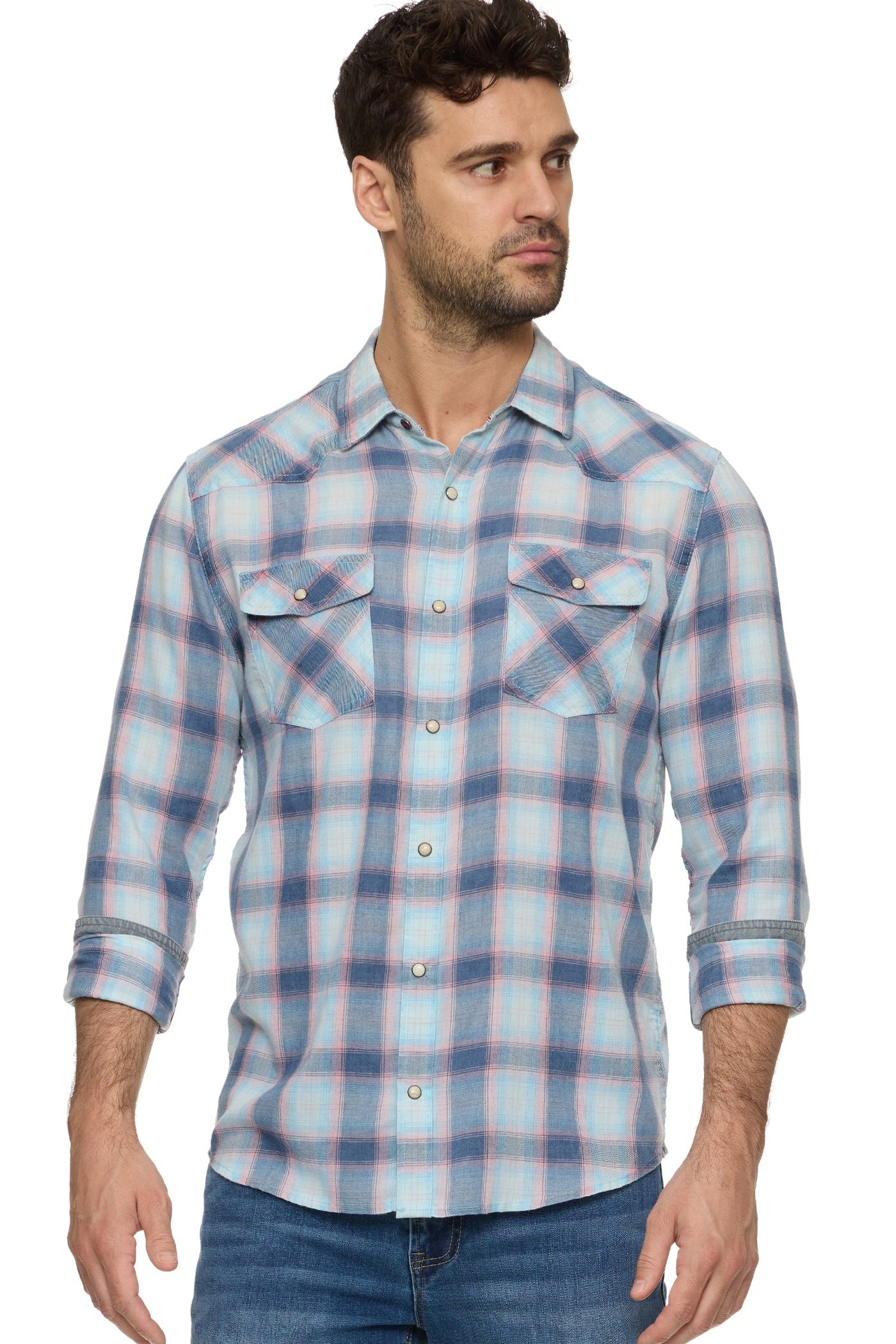 Flag and Anthem Muncie Vintage Washed Shirt - Navy / Mauve