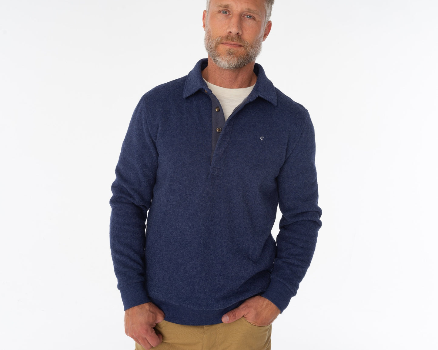 Criquet Terry Collared Sweatshirt - Navy