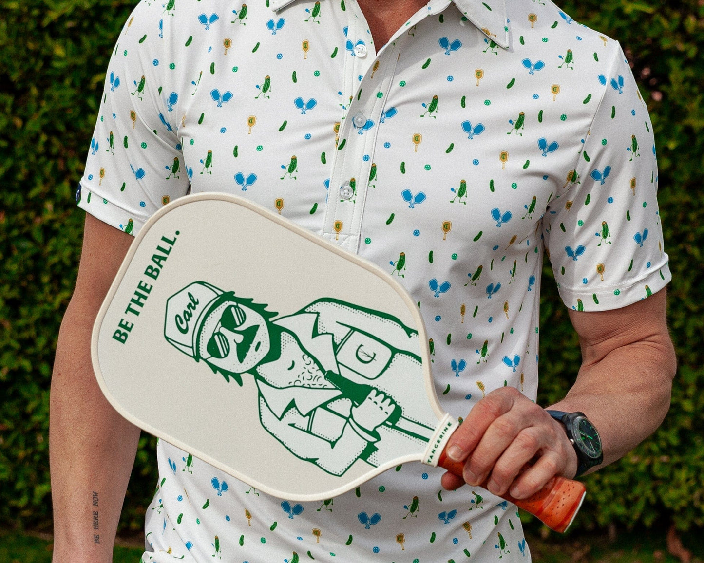 Criquet Performance Sport Range Polo - White Pickleballer Print