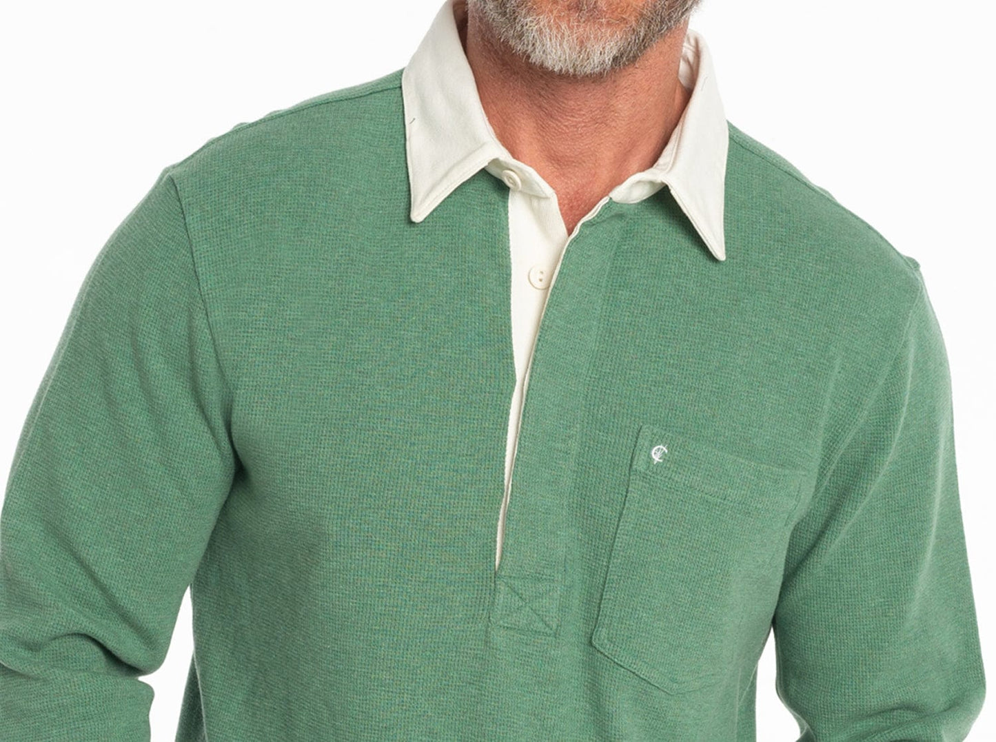 Criquet Waffle Rugby Shirt - Heather Green
