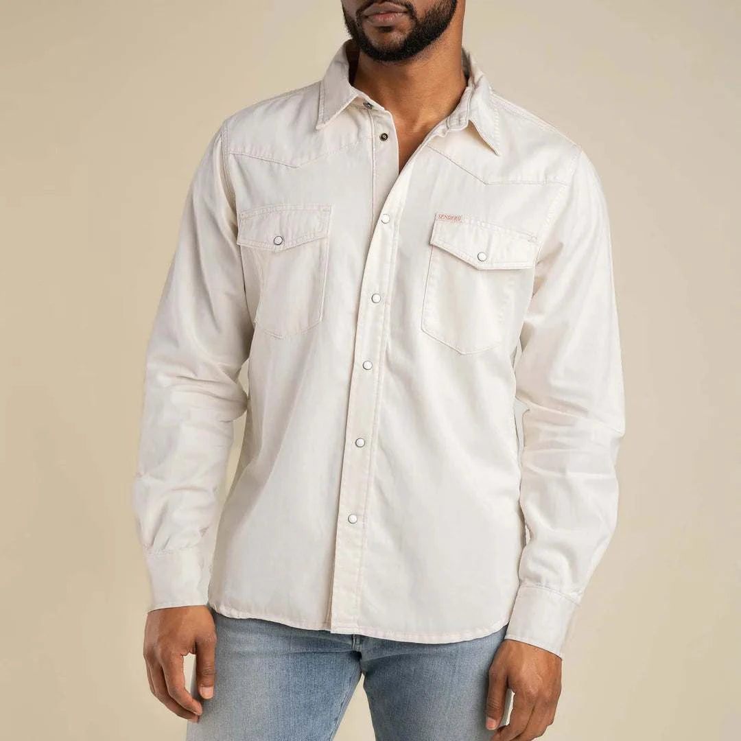 Sendero Wyatt Pearl Snap Shirt - Ecru Denim