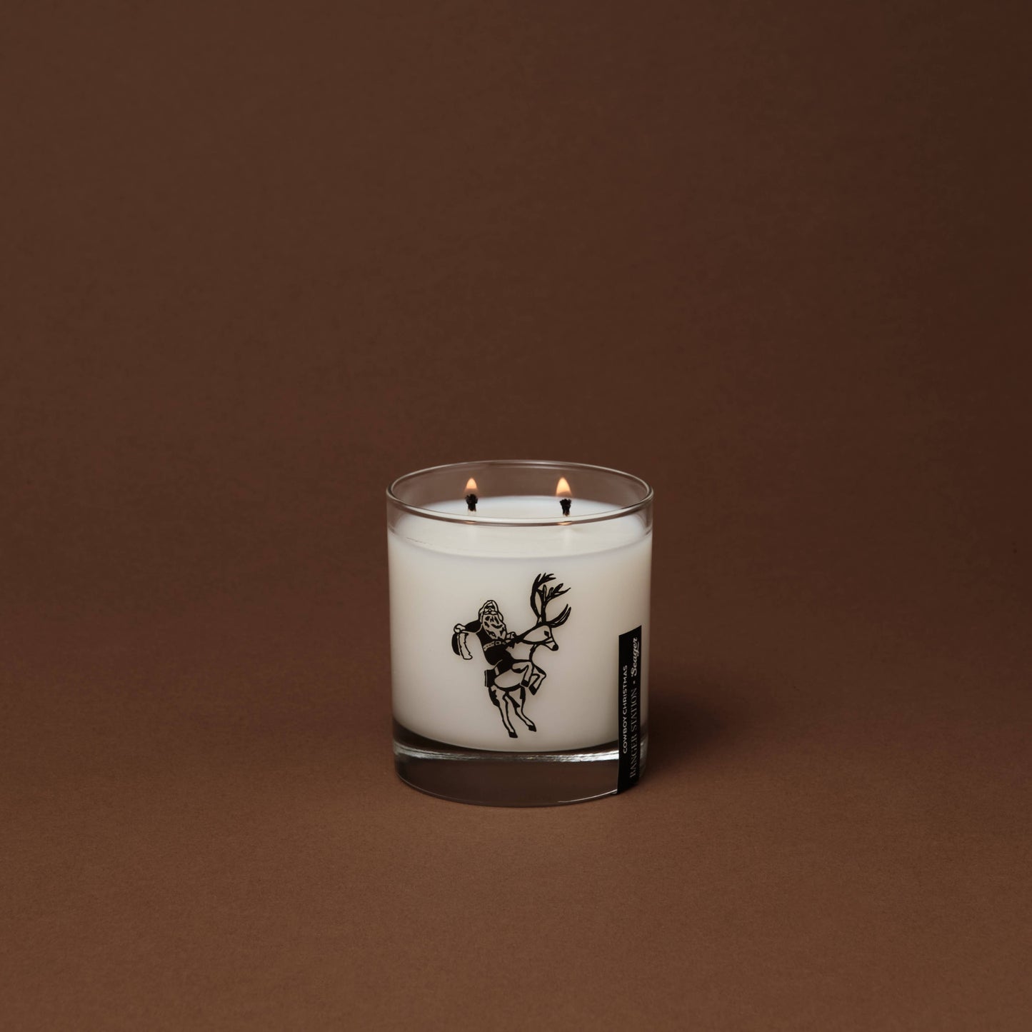 COWBOY CHRISTMAS CANDLE: 11oz Rocks Glass