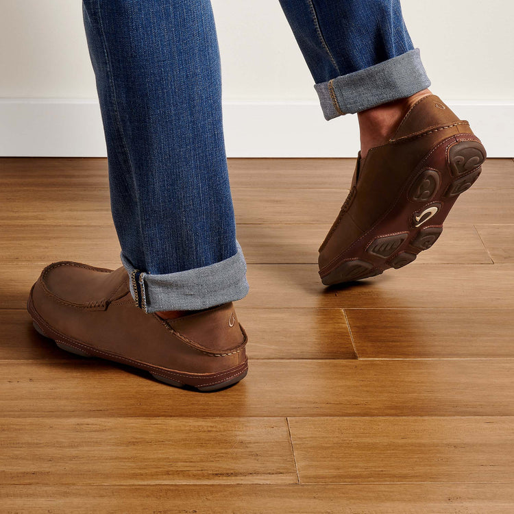 Olukai Moloa Leather Slip on Shoes - Toffee