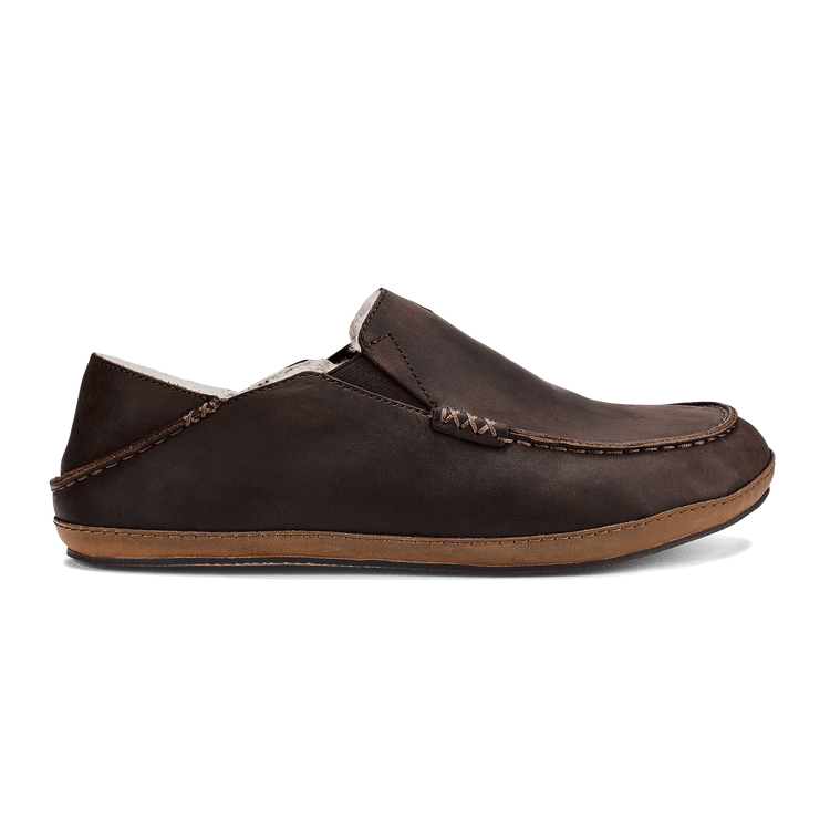 Olukai Moloā Leather Slipper - Dark Wood