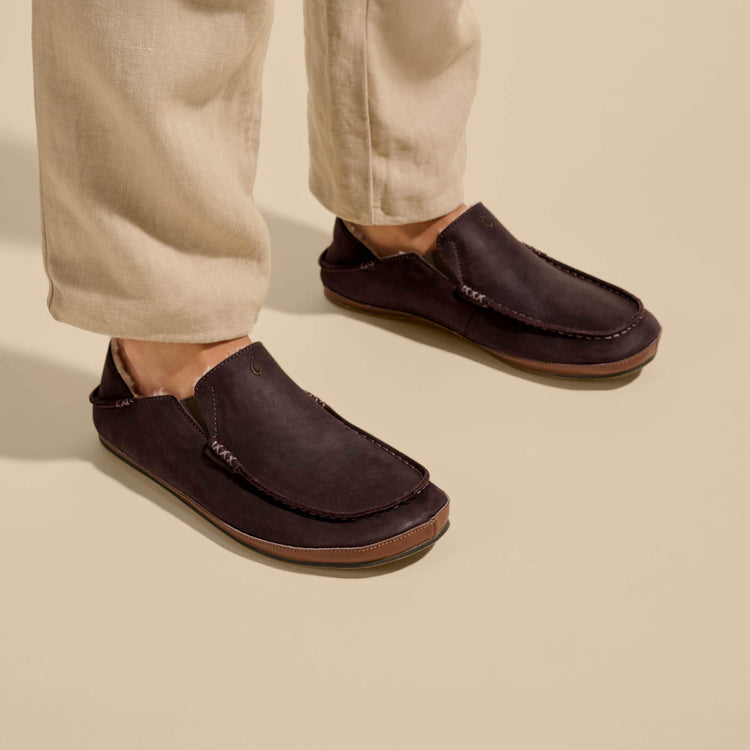 Olukai Moloā Leather Slipper - Dark Wood