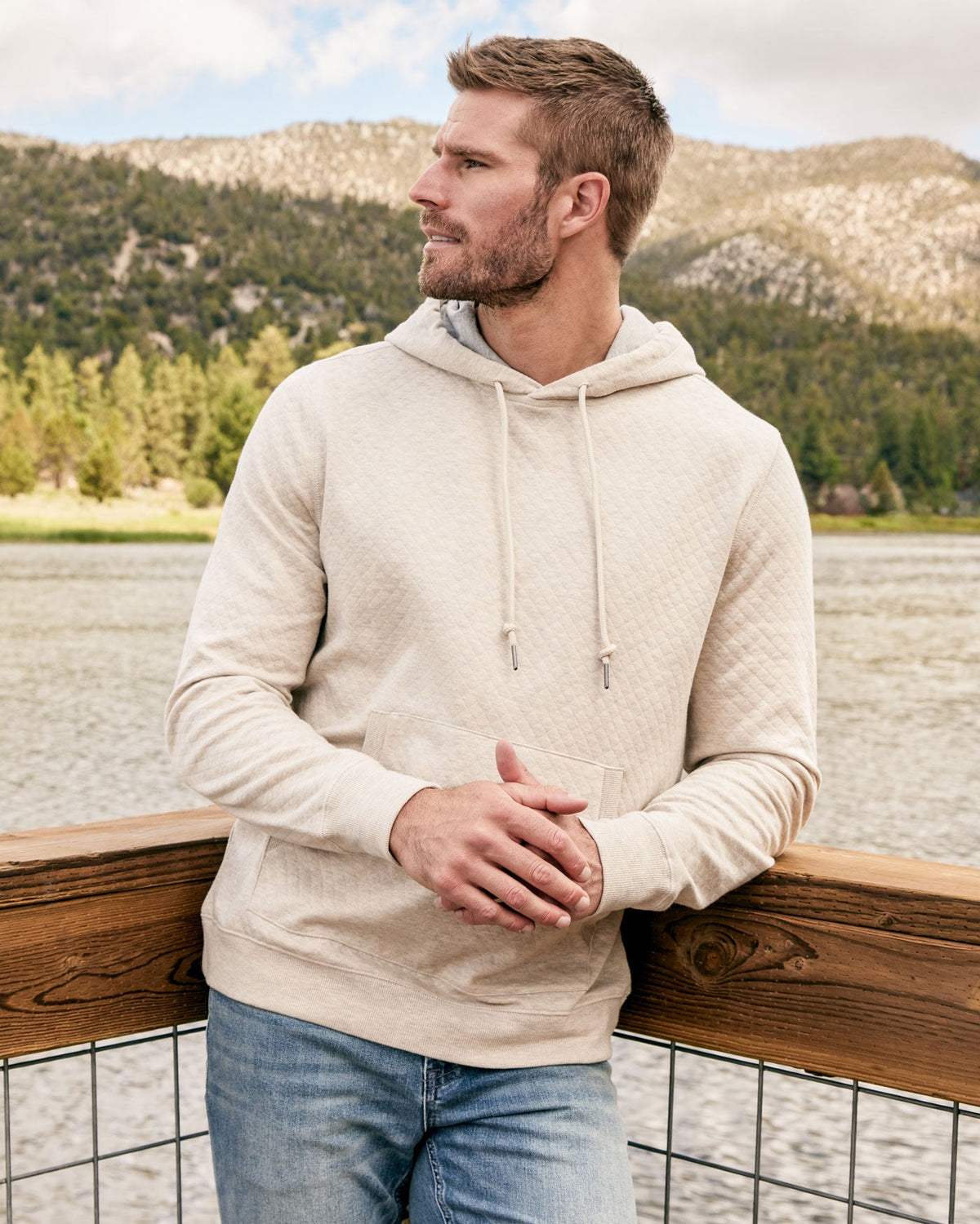Flag and Anthem | Bradner Super Soft Quilted Hoodie | Oatmeal