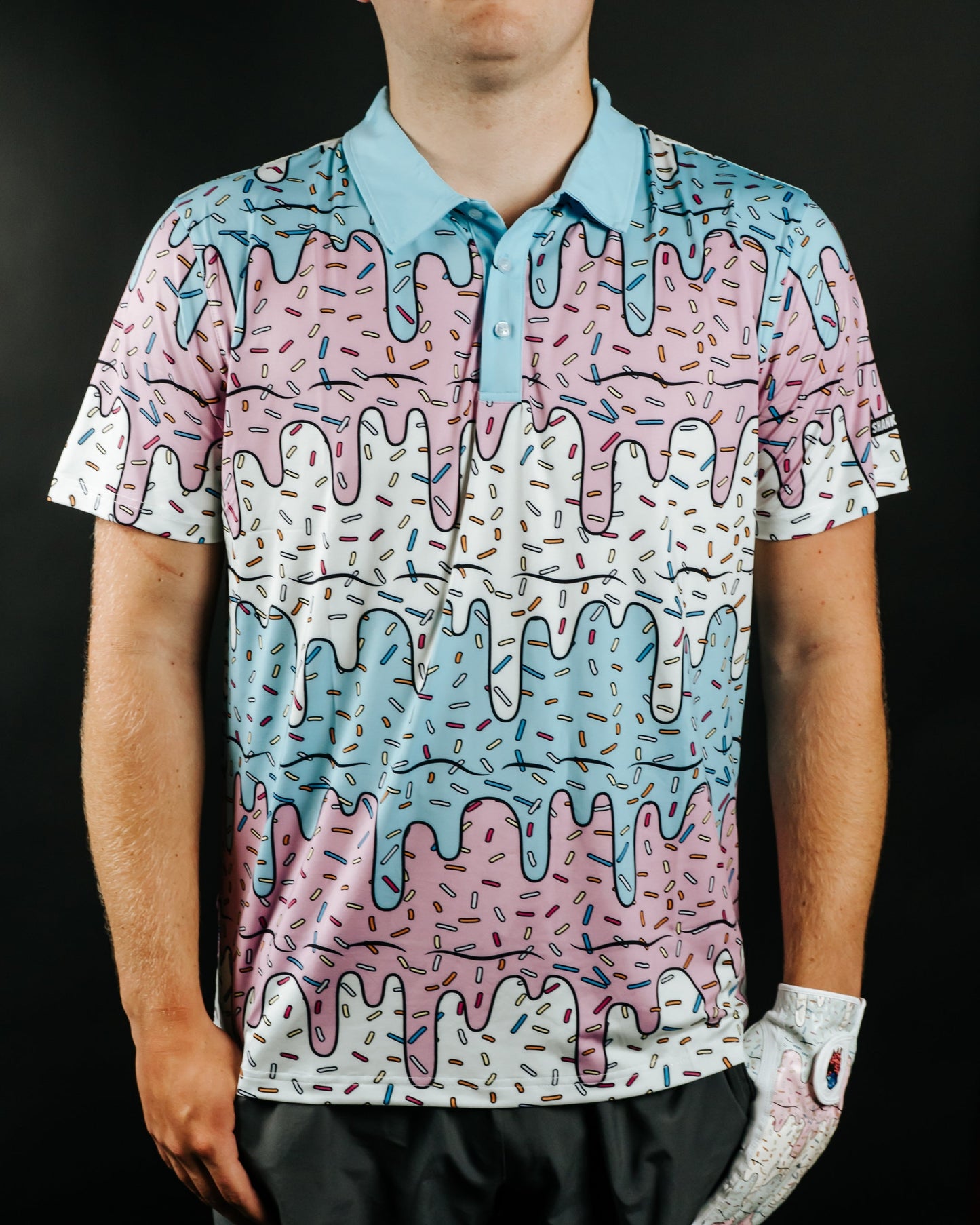 Shankit Golf | Ice Cream Drip Polo | Pink & Blue