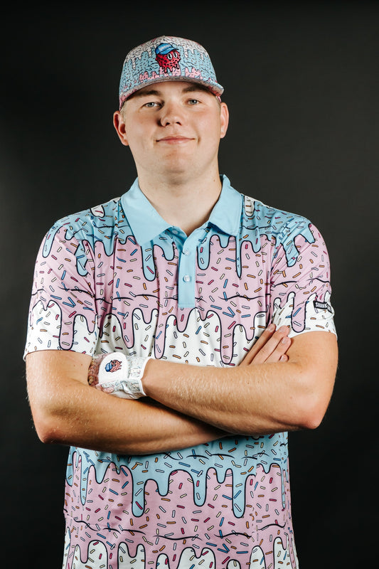Shankit Golf | Ice Cream Drip Polo | Pink & Blue