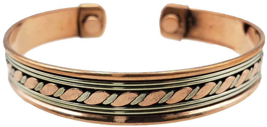 Pure Copper Magnetic Bracelet Arthritis Pain Therapy: Two Tone Twisted | 565A