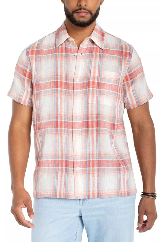 Liverpool Los Angeles | Short Sleeve Button Up Shirt | Coral Multi