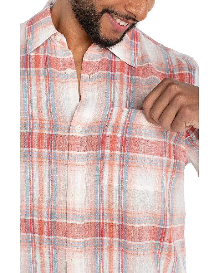 Liverpool Los Angeles | Short Sleeve Button Up Shirt | Coral Multi