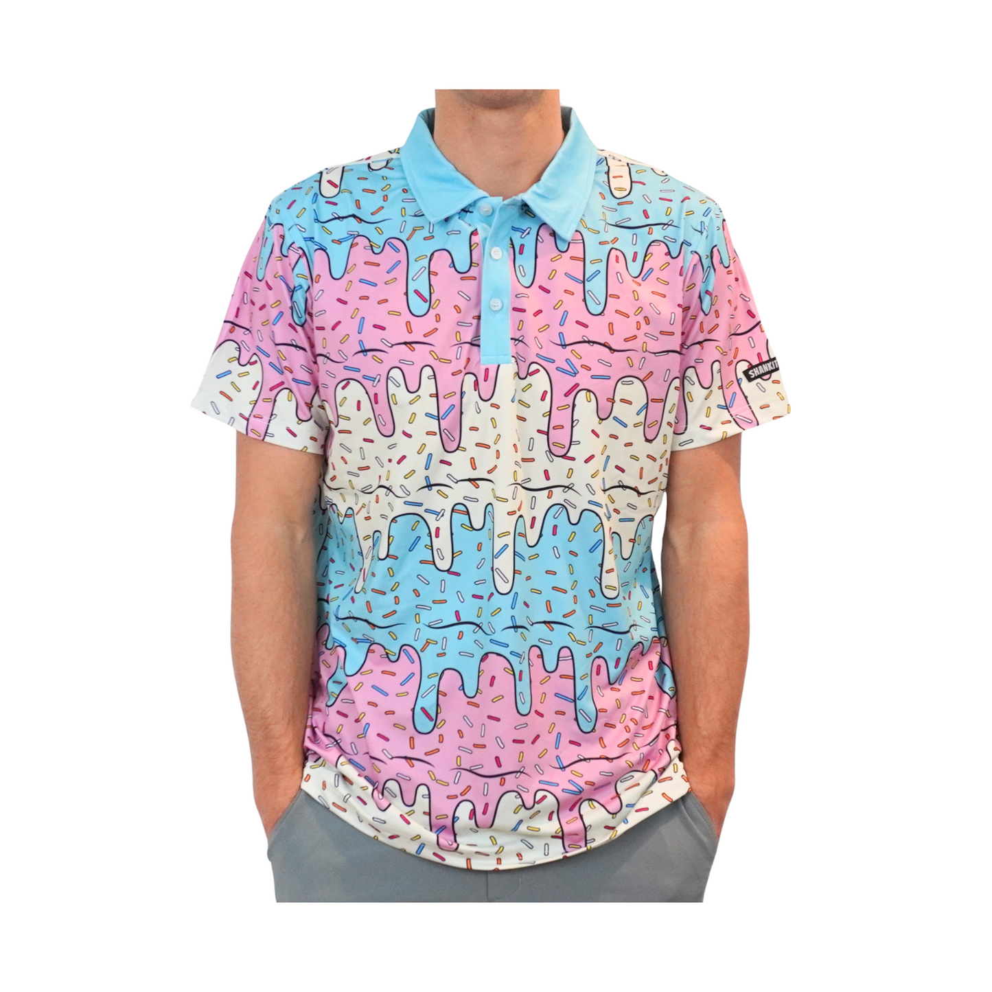 Shankit Golf | Ice Cream Drip Polo | Pink & Blue