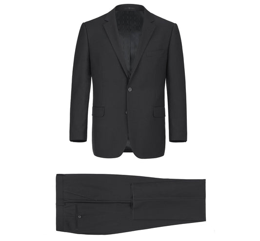 Classic Suit Notch Lapel & Flat Front Pant- Black 201-1