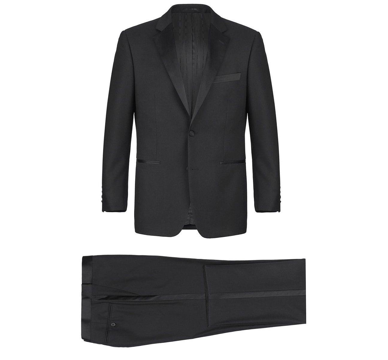 Slim Tuxedo Satin Notch Lapel & Adjustable Pant- Black 201-1