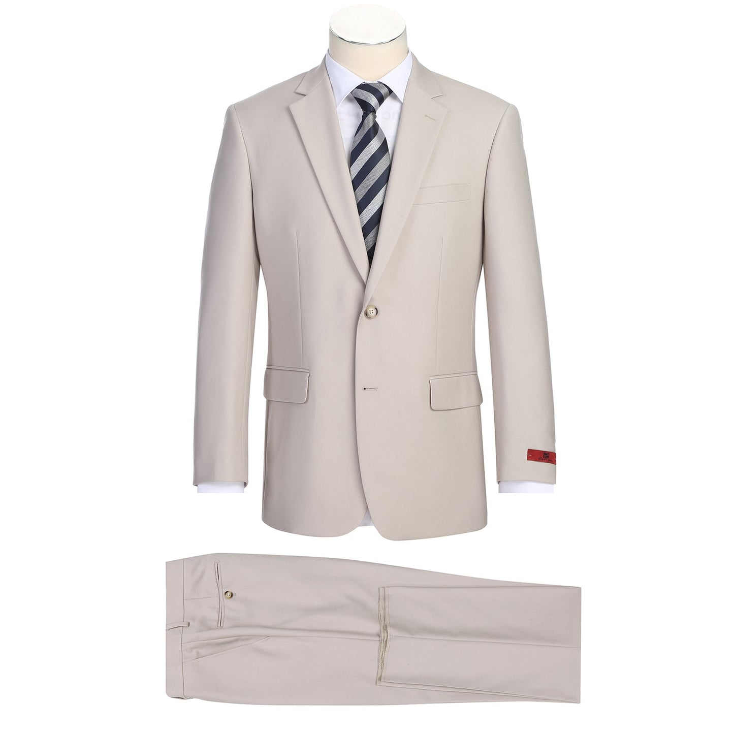 Slim Suit Notch Lapel & Flat Front Pant- Beige 201-84