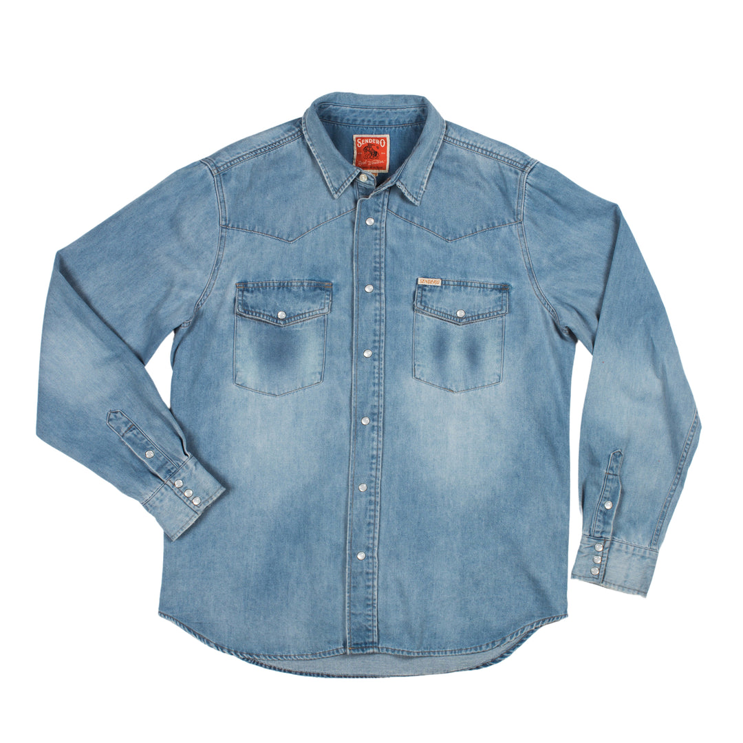 Sendero Wyatt Pearl Snap Shirt - Vintage Denim