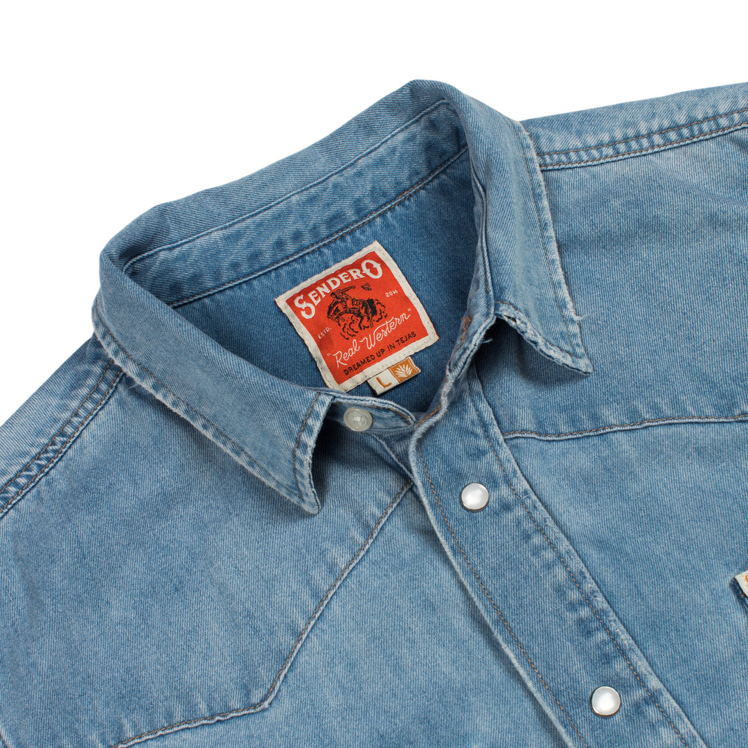 Sendero Wyatt Pearl Snap Shirt - Vintage Denim