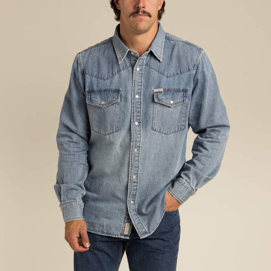 Sendero Wyatt Pearl Snap Shirt - Vintage Denim